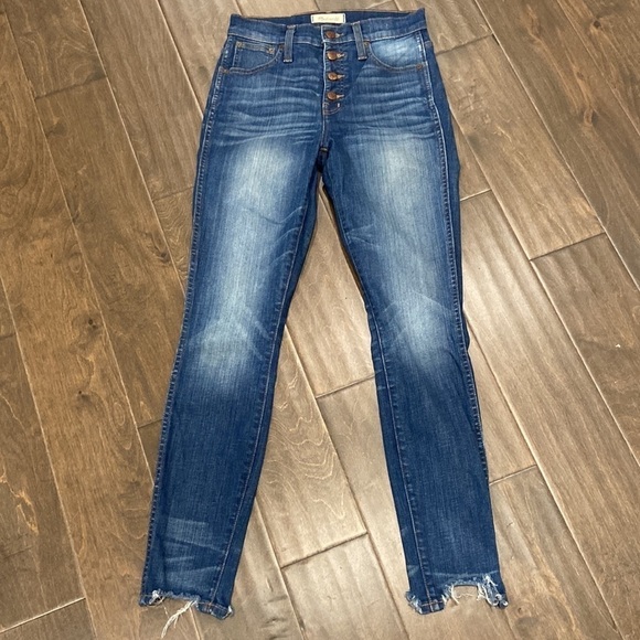 Madewell 9" High Riser Skinny Skinny Jean Button Fly Raw Hem Ankle Size 25 - Picture 1 of 11